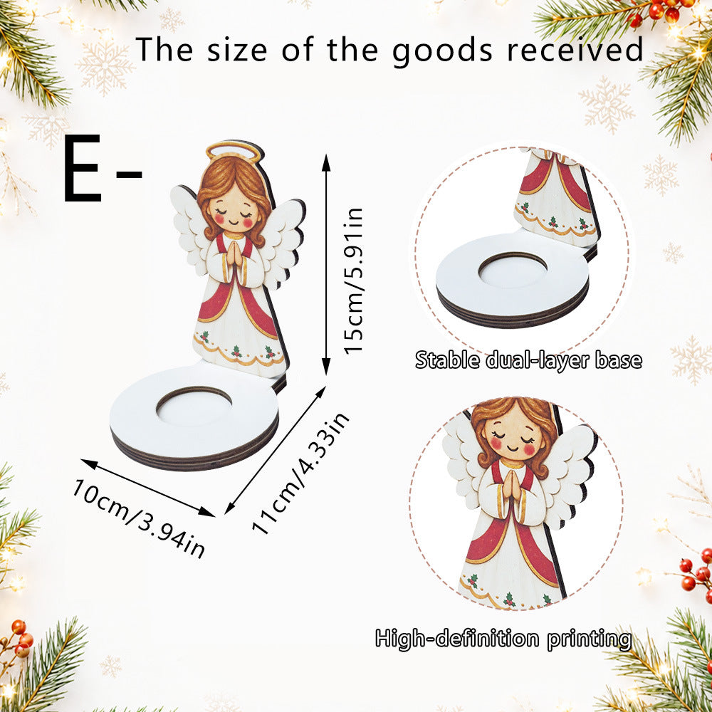 Christmas Wooden Character Candle Holder Tabletop Decor