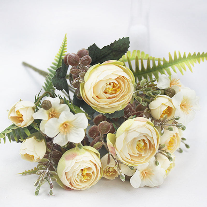 Valentine’s Day Tea Rose Faux Flower Bouquet Decor Gift