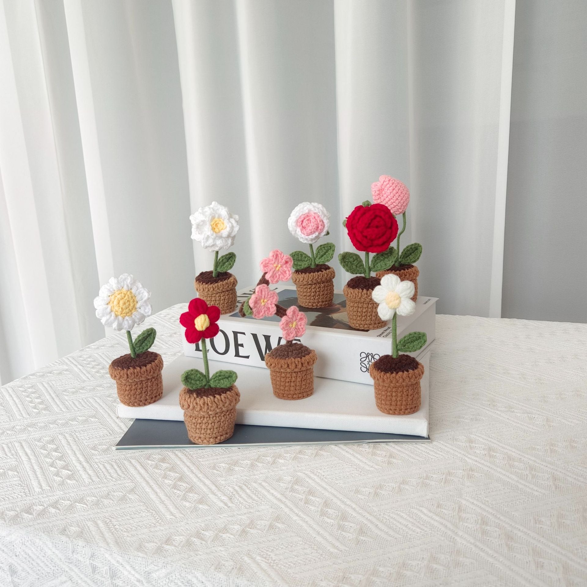 Valentine’s Day Crochet Potted Flowers Cute Gift Decor