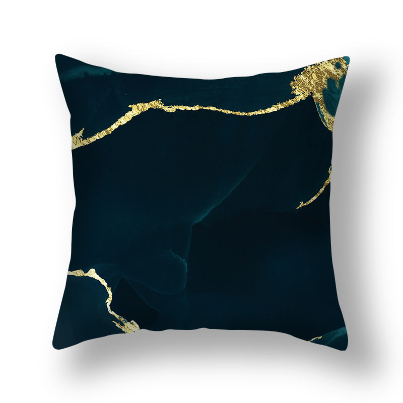 Abstract Gold Marble Square Throw Pillow Cover Velvet