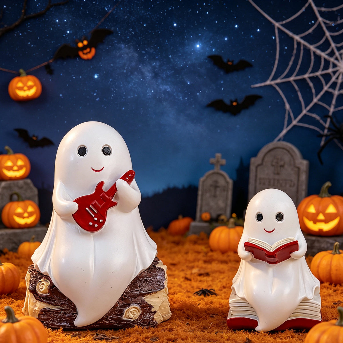 Halloween Ghost Resin Figurine Moon Night Tabletop Decor