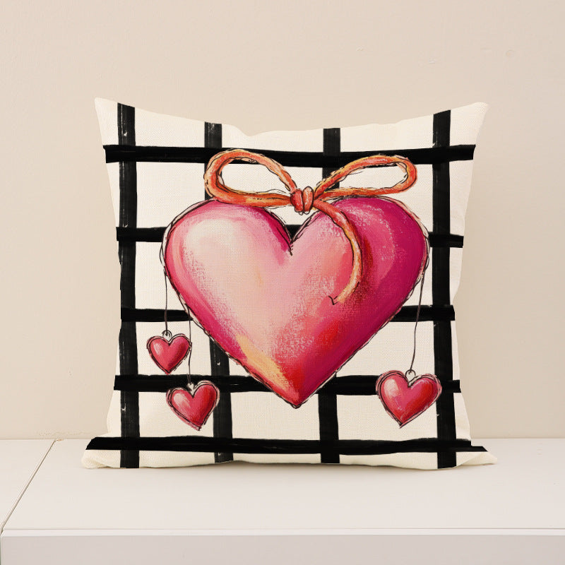 Valentine Cat Love Pillow Covers Set Cute Heart Decor