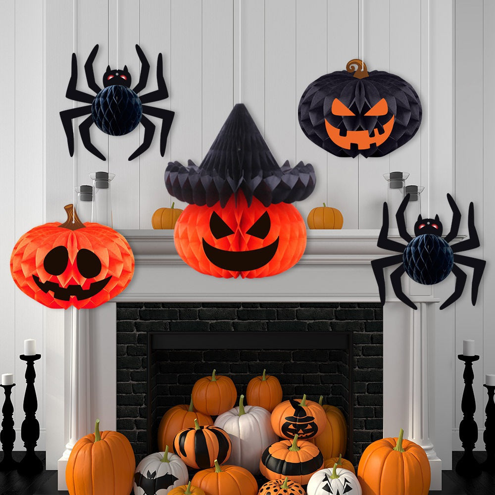 Halloween Paper Hanging Decor Pumpkin Spider Garland
