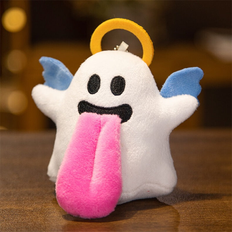 Halloween Plush Keychain Bead Chain Ghost Charm Bag Accessory