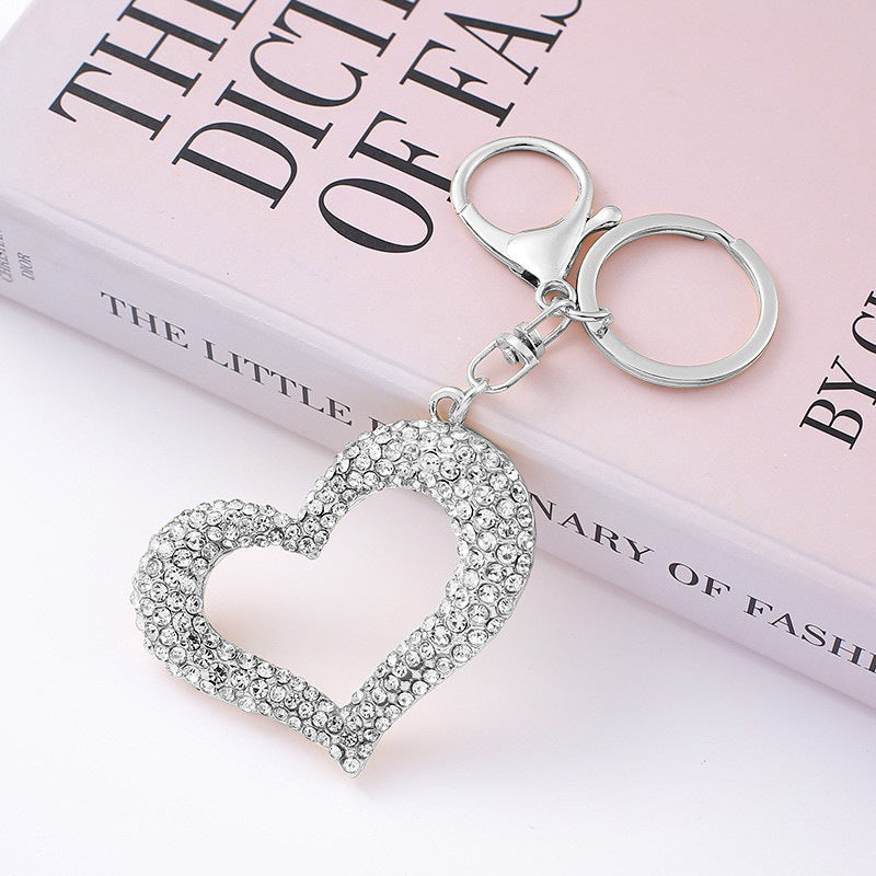 Valentine’s Day Rhinestone Heart Keychain Metal Bag Charm