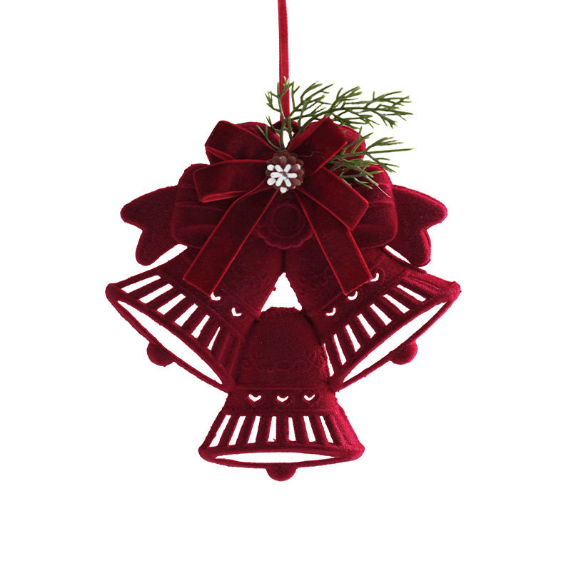 Burgundy Velvet Christmas Bell Ornaments with Bows