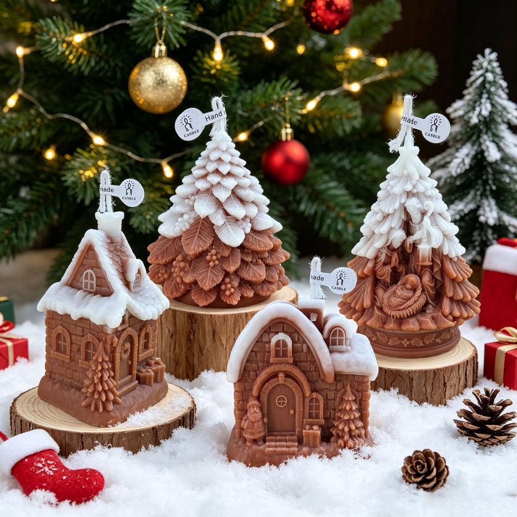Christmas Tree Candle Holiday Decor Winter Village Tabletop Accent