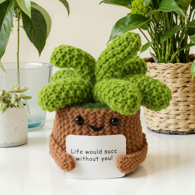 Handmade Crochet Succulent Cactus Mini Potted Plants Decor