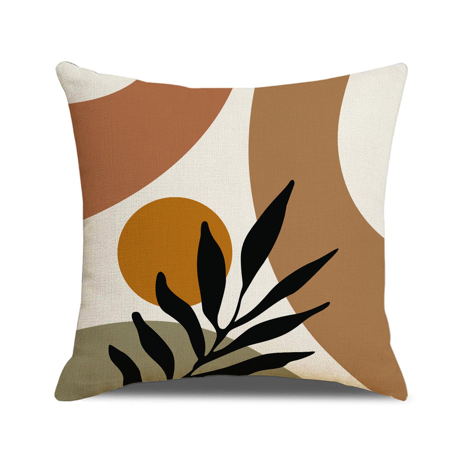 Nordic Linen Square Throw Pillow Cover with Botanical Print