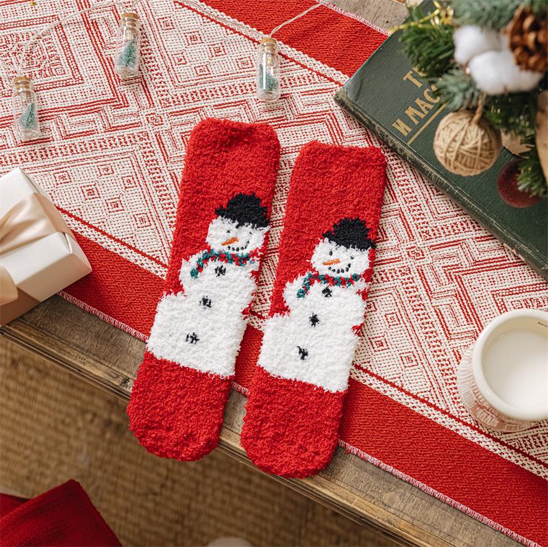 Christmas Coral Fleece Socks Cozy Holiday Winter Socks