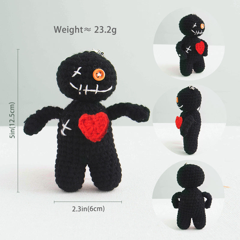Halloween Crochet Voodoo Doll Black Plush Decor Toy