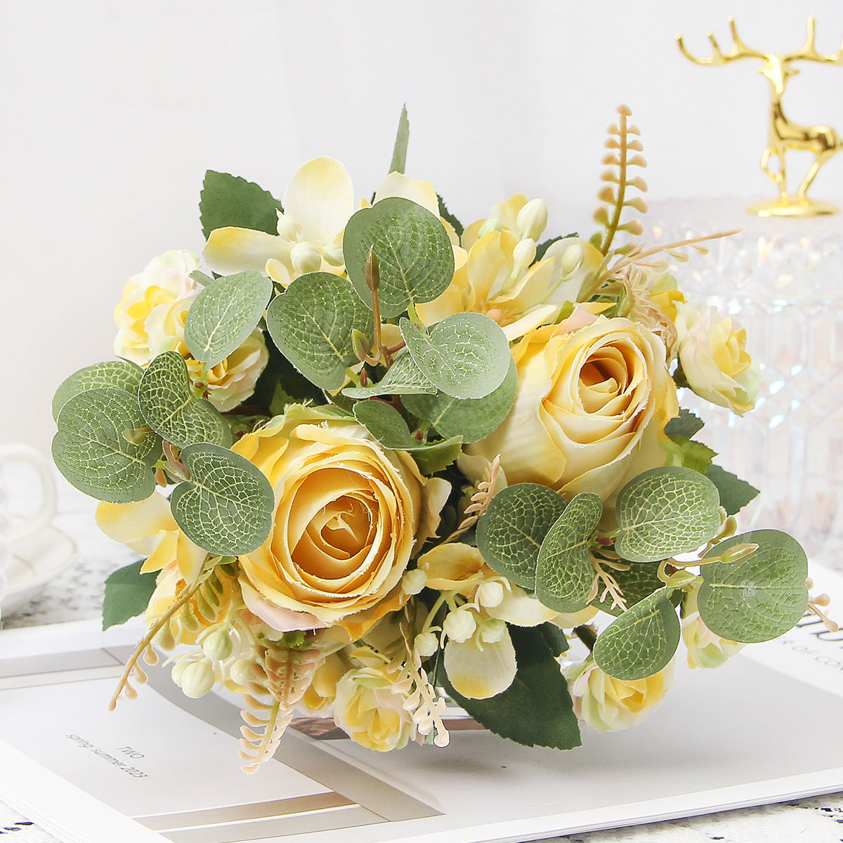 Valentine Artificial Rose Bouquet Home Decor Faux Floral