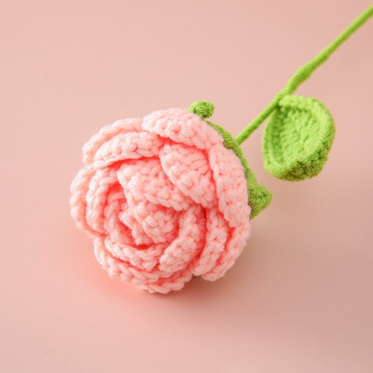 Valentine Crochet Rose Artificial Flower for Home Decor
