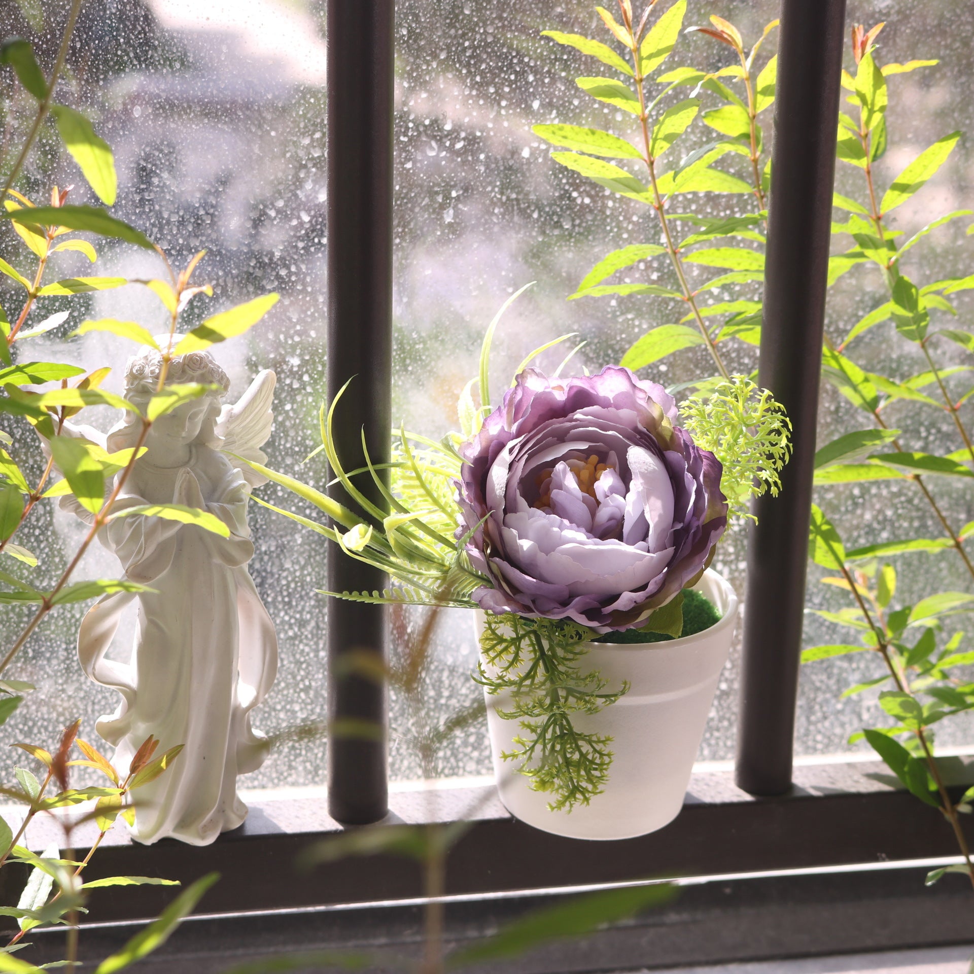 Valentine Faux Peony Daisy Potted Plant Ins Home Decor