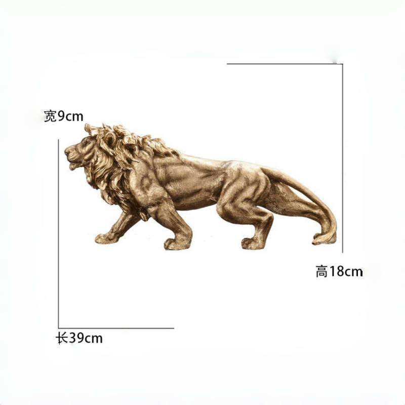 Gold Lion Statue Resin Sculpture for Home and Office Decor
