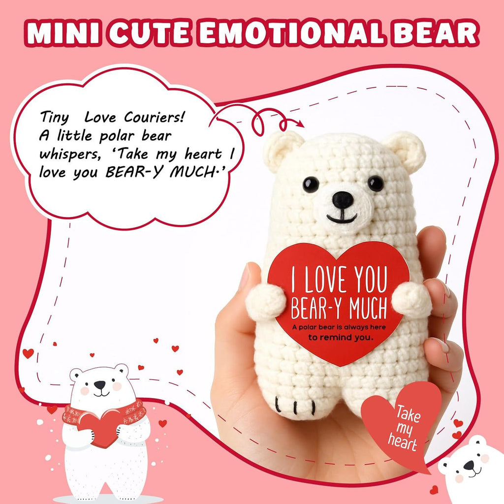Polar Bear Crochet Plush Love Gift Cute Emotional Doll