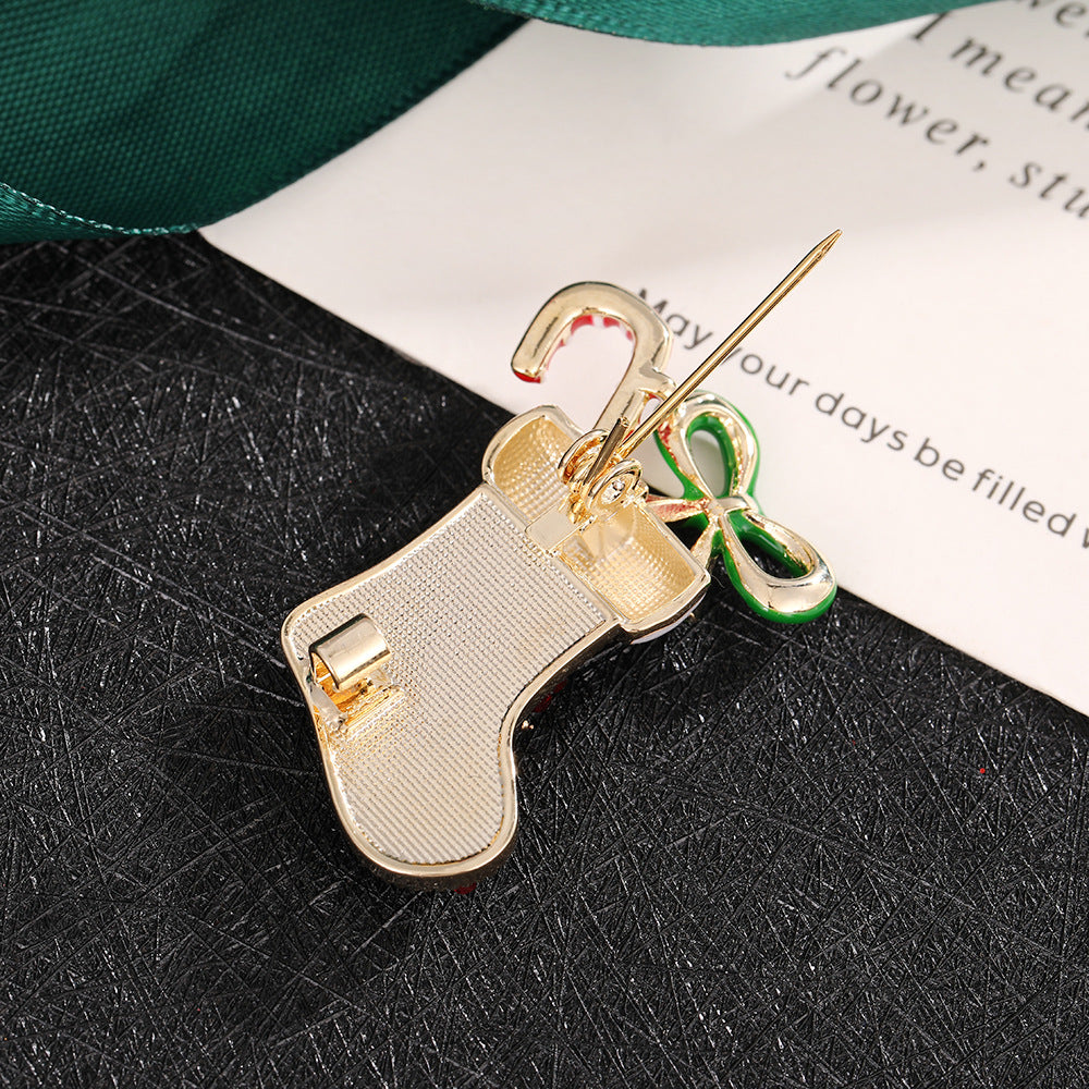 Christmas Alloy Holiday Brooch Set Festive Pin