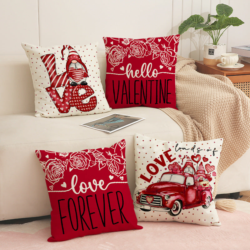 Valentine Red LOVE Pillow Covers Set Rustic Heart Decor