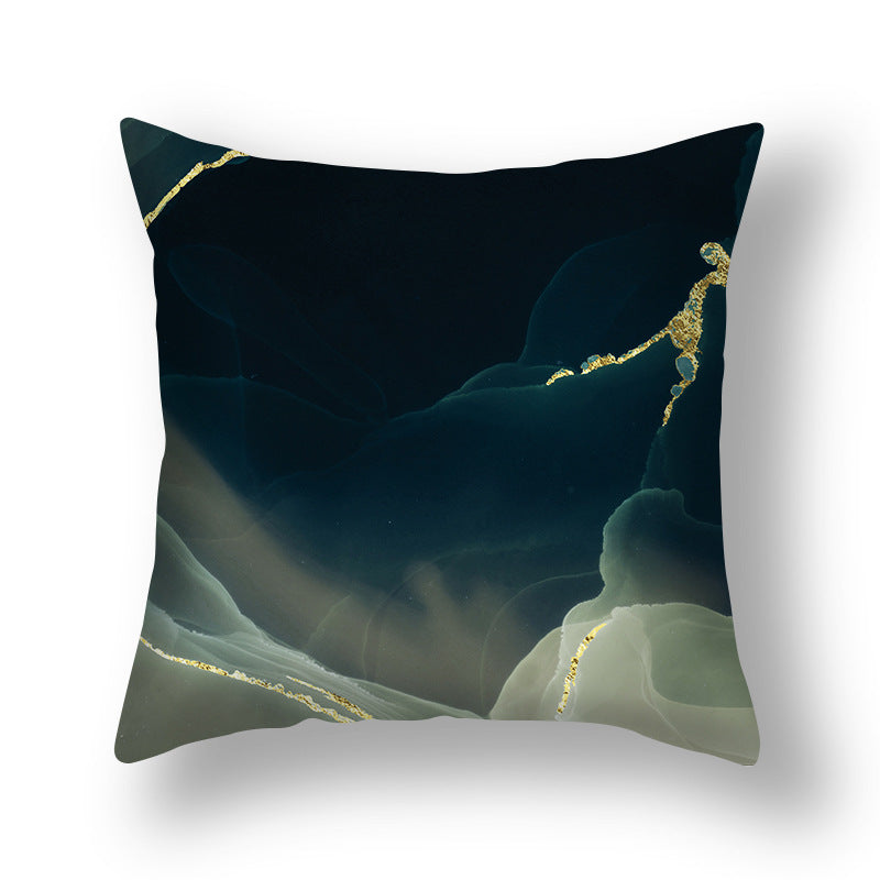 Abstract Gold Marble Square Throw Pillow Cover Velvet
