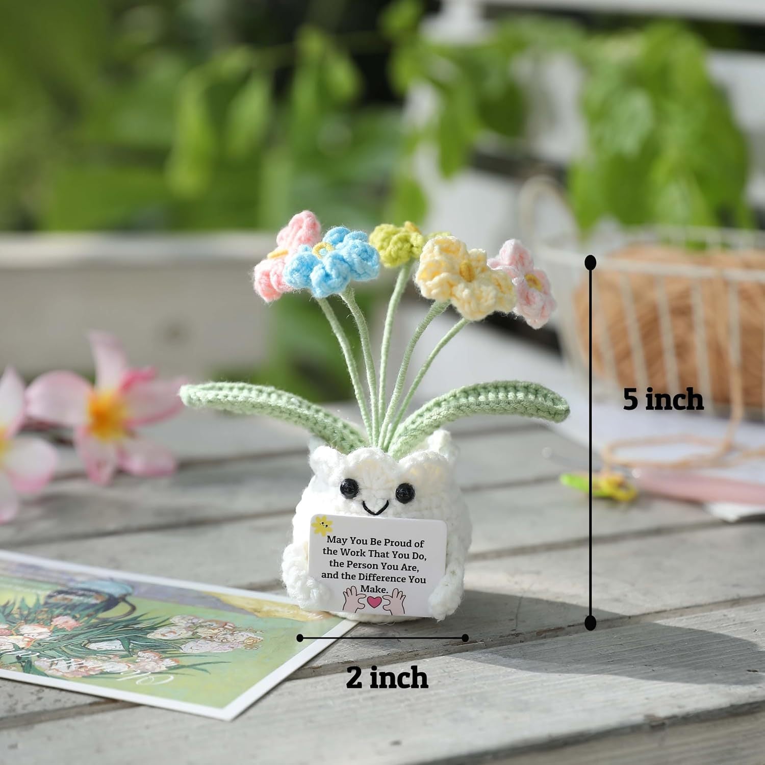 Crochet Flower Plush Pot Gift Emotional Decor Toy