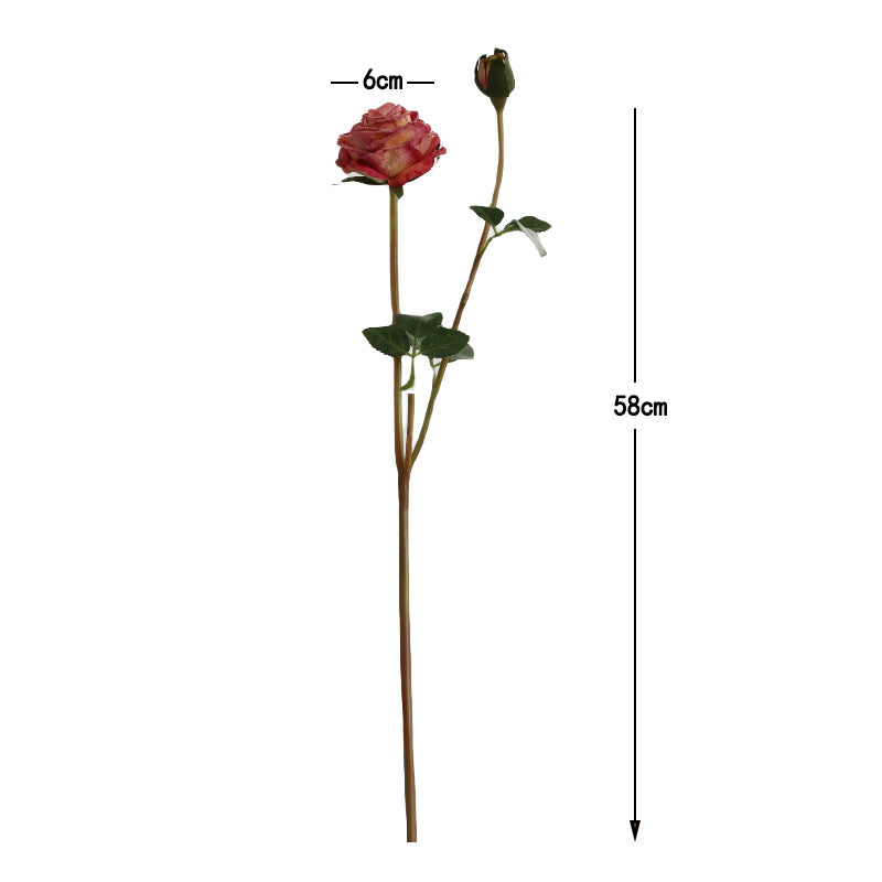Valentine Faux Burnt Edge Rose Silk Flower Home Decor