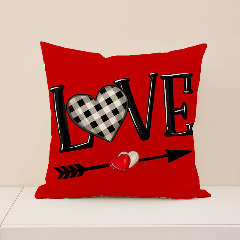Valentine Red Truck & Buffalo Plaid Heart Pillow Covers Set