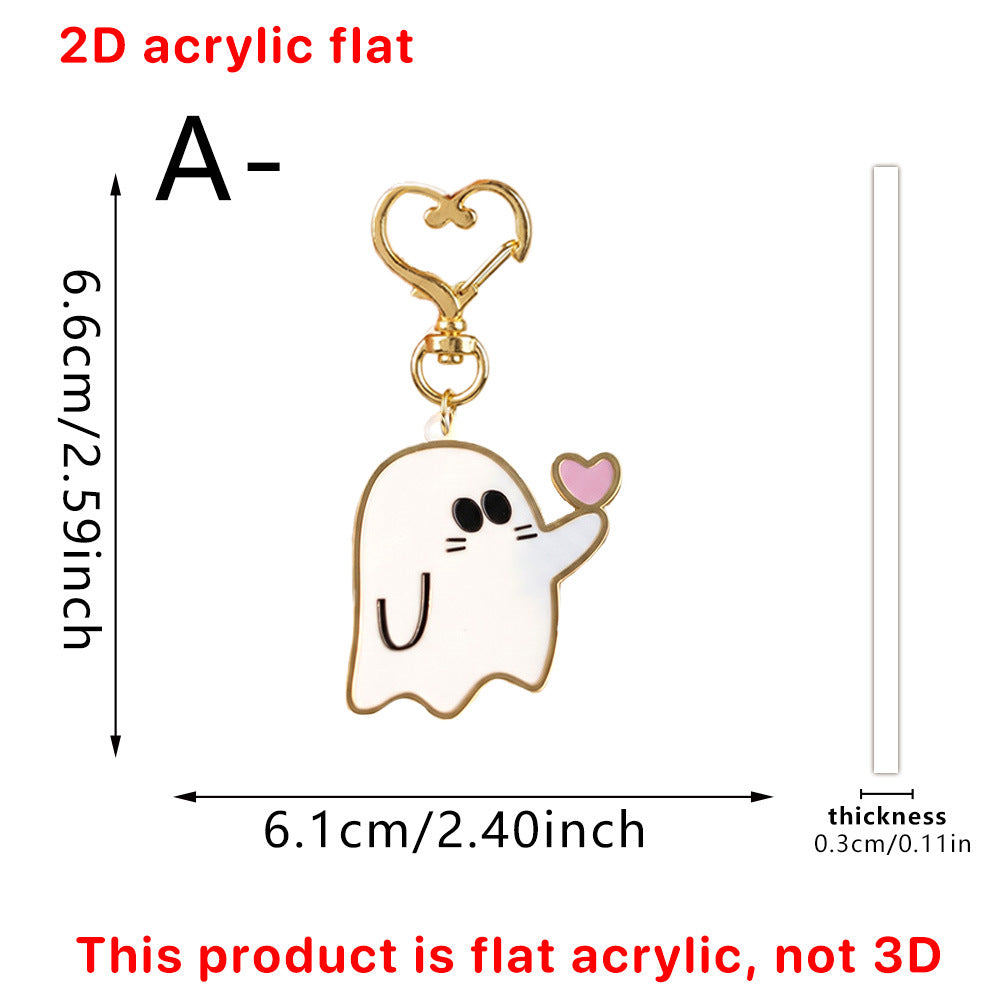 Acrylic Halloween Ghost Keychain Cute Seasonal Bag Charm