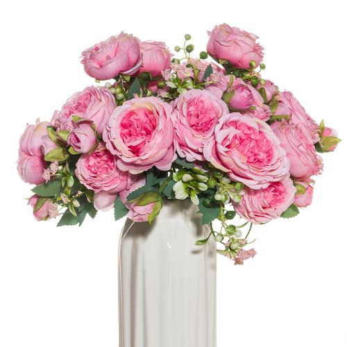 Artificial Peony Flower Arrangement Faux Silk Bouquet Decor