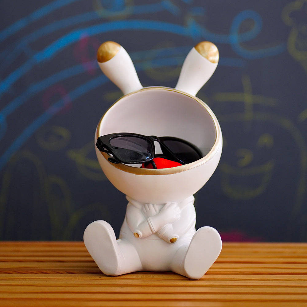 Astronaut Bunny Table Decor Storage Wine Holder Cute Gift