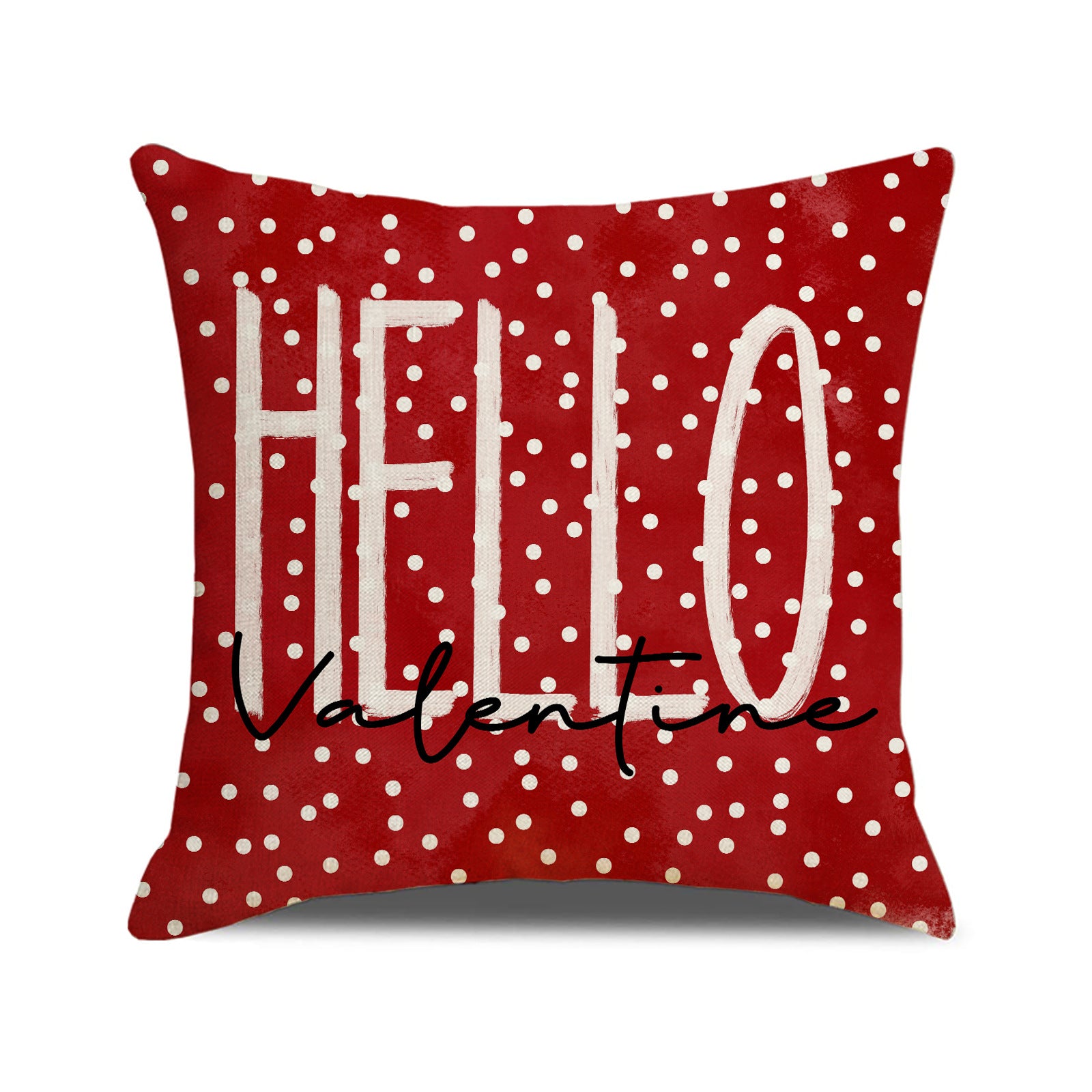 Pink Valentine Heart Print Linen Throw Pillow Covers Set