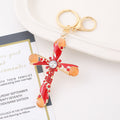 Rhinestone Cross Keychain Metal Bag Charm Car Key Accessory