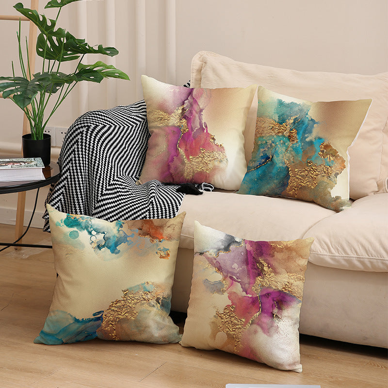 Nordic Gold Foil Abstract Velvet Throw Pillow Cover