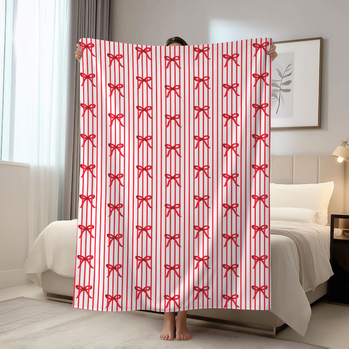 Valentine Flannel Throw Blanket Cozy Heart Print