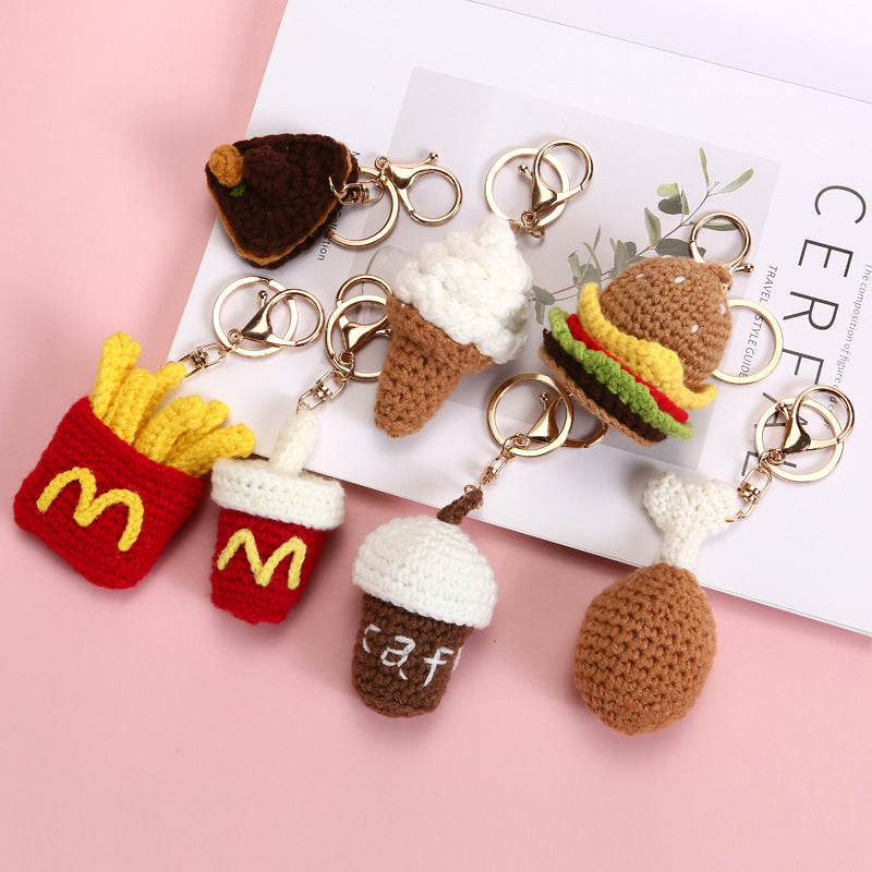 Crochet Fast Food Keychain Mini Food Bag Charm Gift