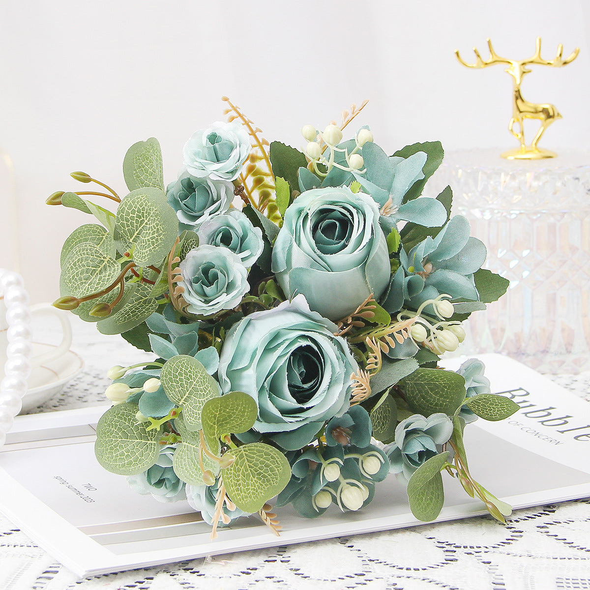 Valentine Artificial Rose Bouquet Home Decor Faux Floral