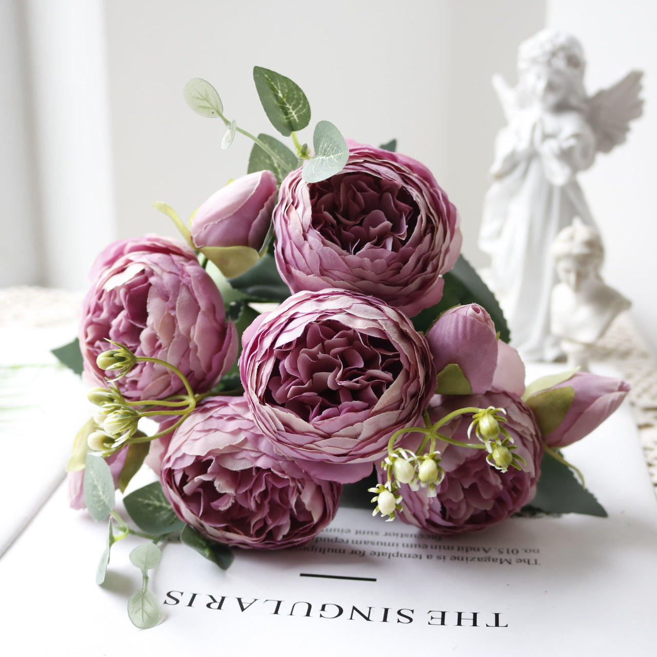 Valentine 5-Head Korean Faux Peony Persian Rose Mini Bouquet
