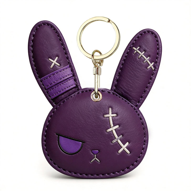Cute Bunny Keychain Faux Leather Rabbit Bag Charm Accessory