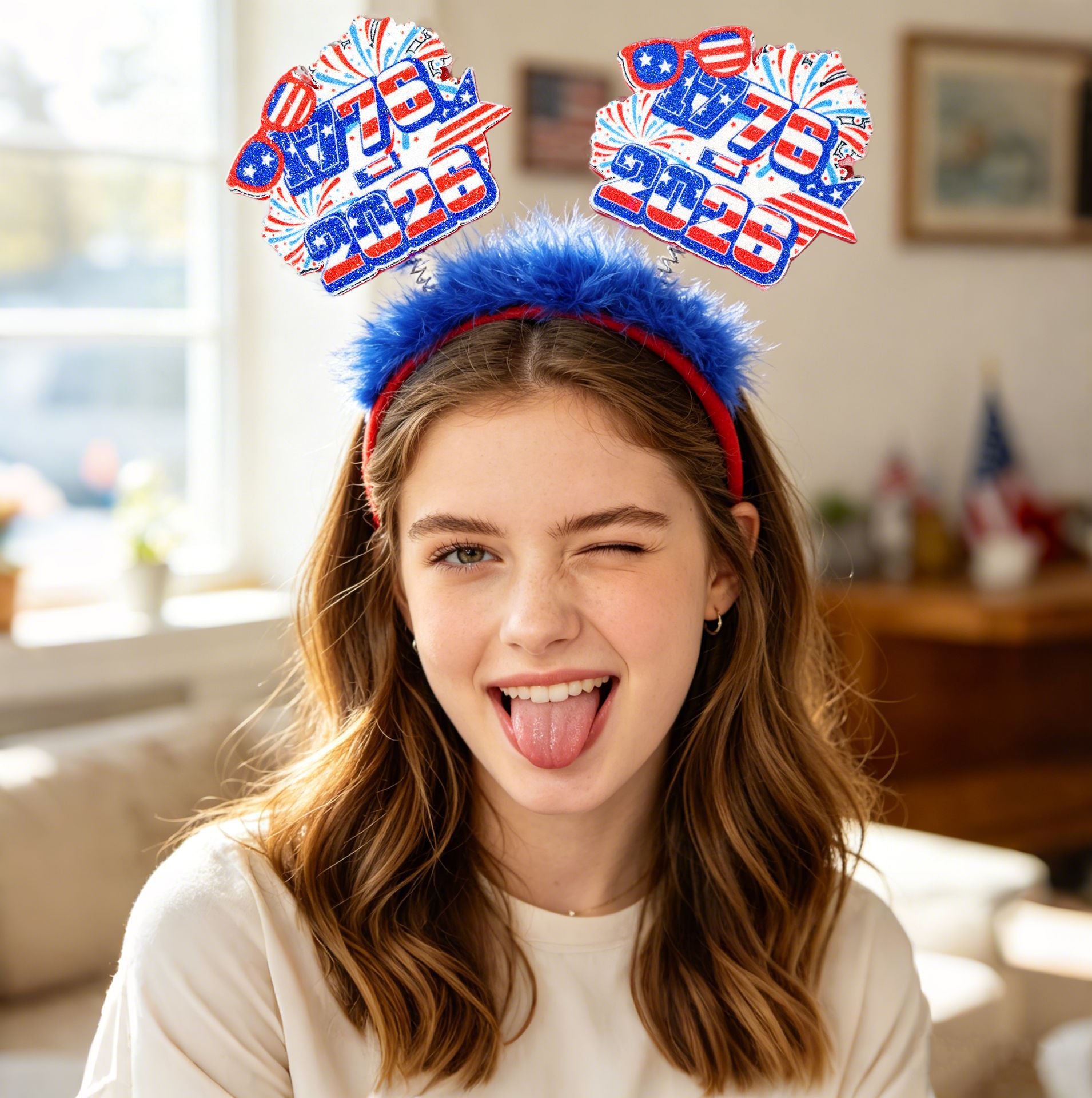 4th of July Patriotic 250th Anniversary Red White Blue Headband