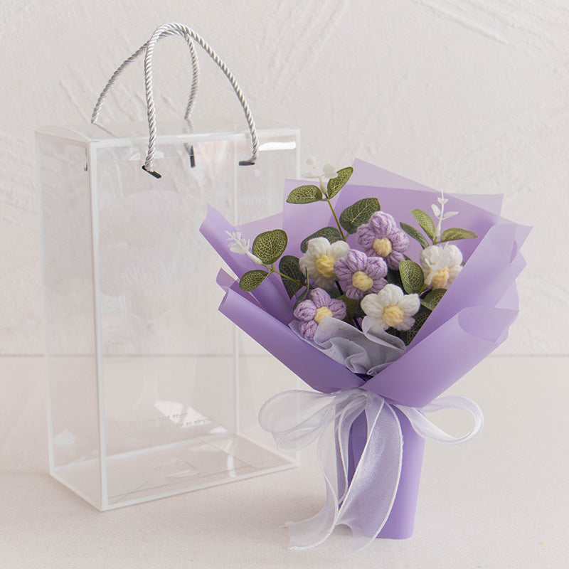 Handmade Crochet Flower Bouquet Desk Decor Gift