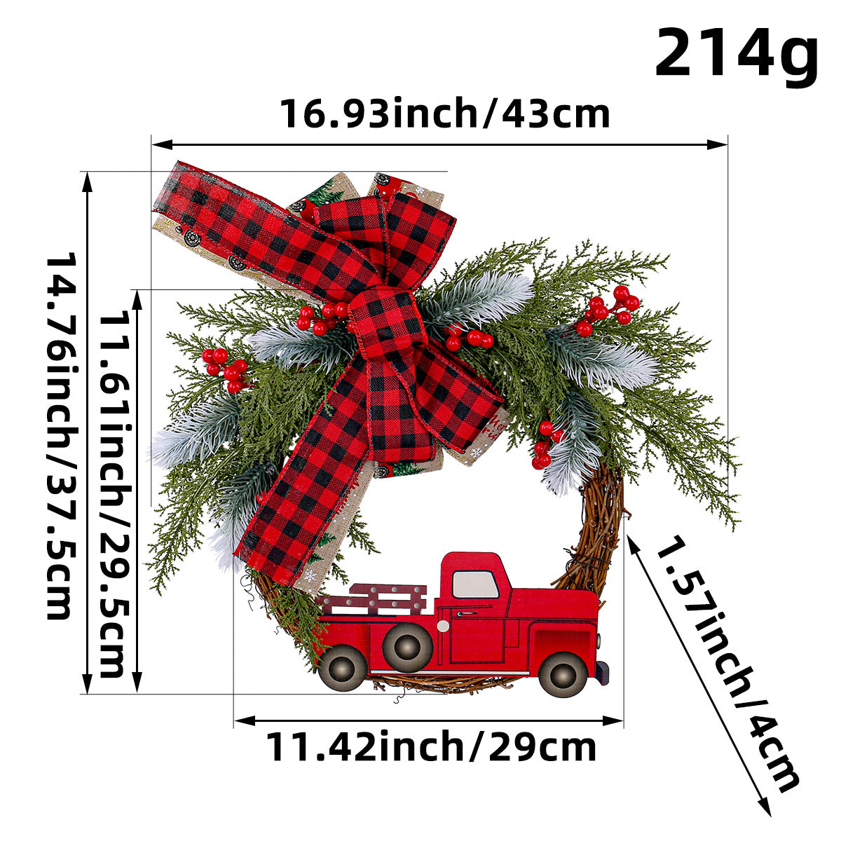 Red Truck Christmas Wreath Farmhouse Style Holiday Decor