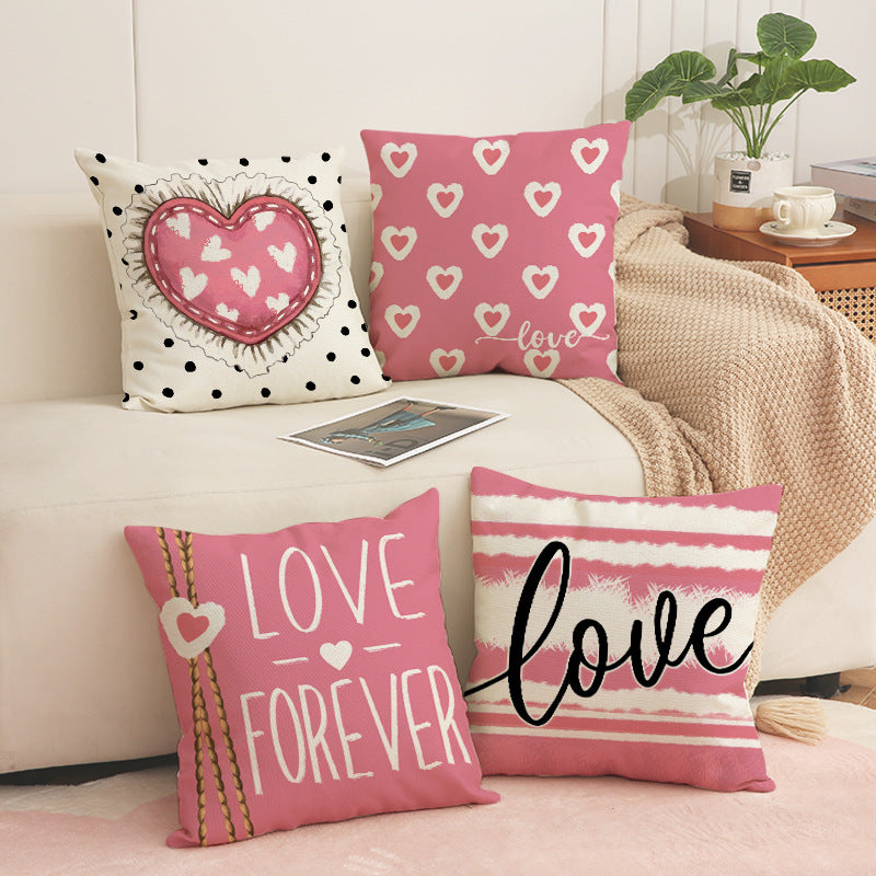 Valentine Heart Love Print Pillow Covers for Romantic Decor