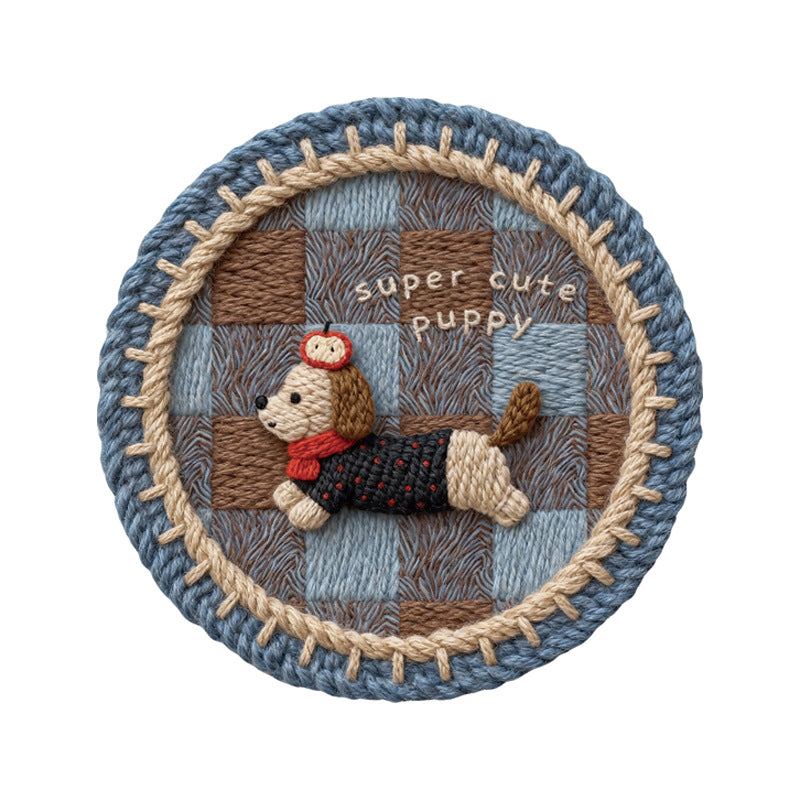 Round Silicone Drink Coaster with Woven Pattern Design