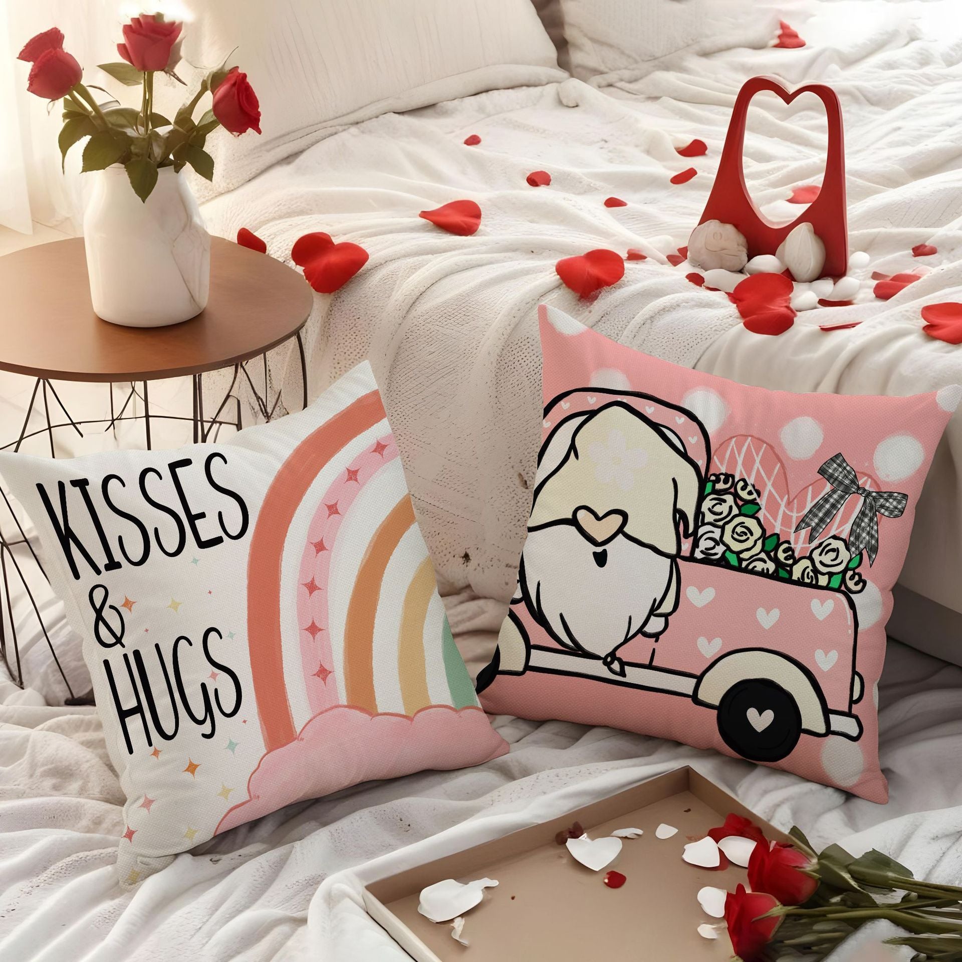 Valentine Pink Heart Throw Pillow Covers Cute Nordic Decor