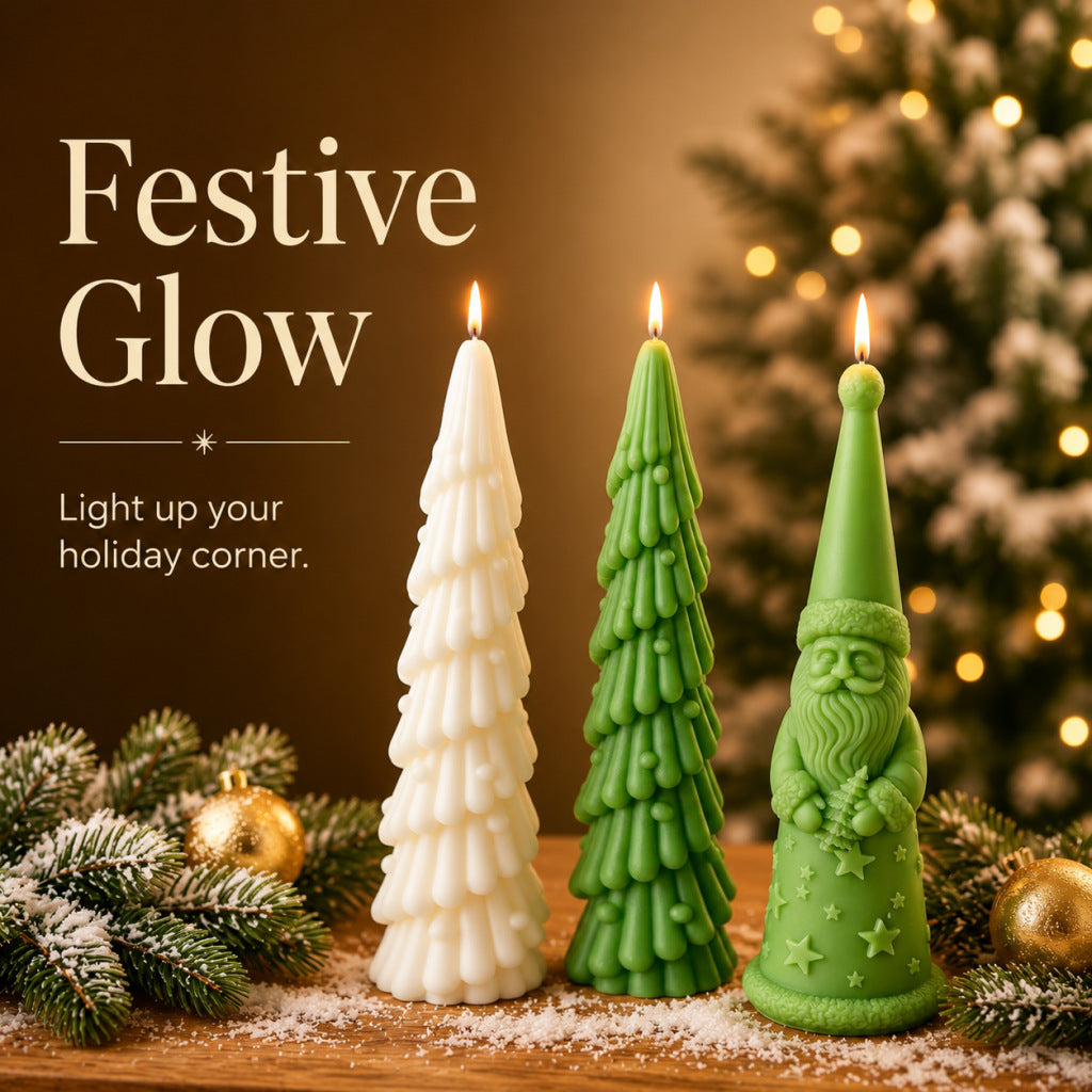 Santa Claus Christmas Tree Candle for Holiday Home Decor Gift