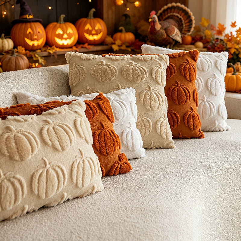 Pumpkin Bow Pillow Cover Fall Halloween Home Decor