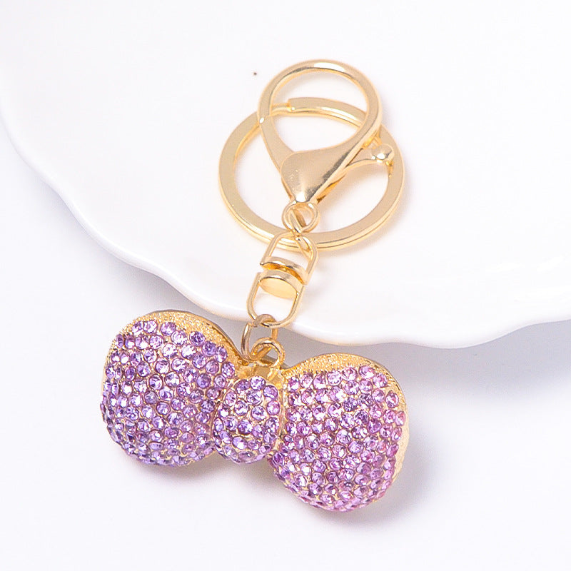 Rhinestone Bow Keychain Bling Bag Charm Car Key Ring