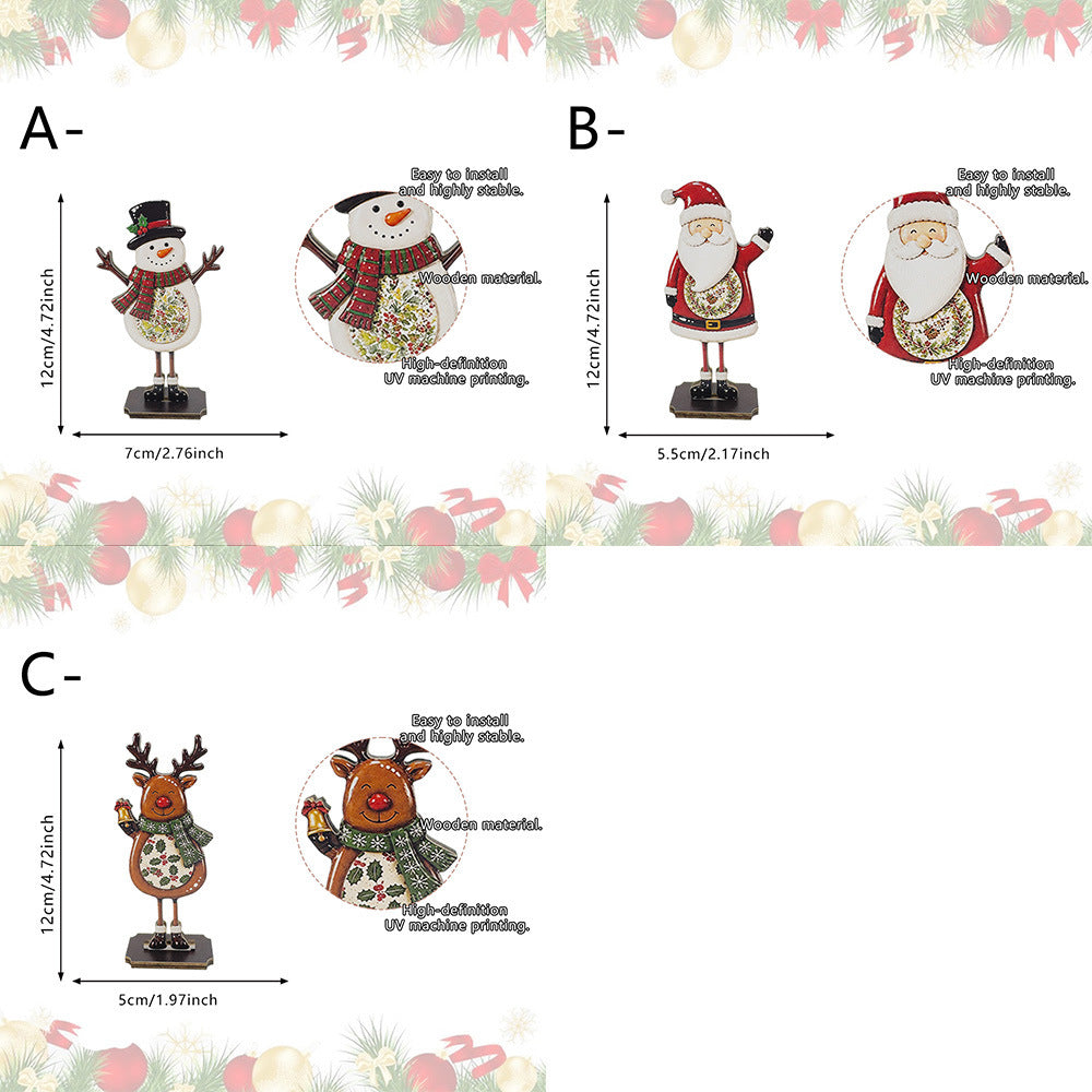Wooden Christmas Tabletop Decor Santa Snowman Reindeer