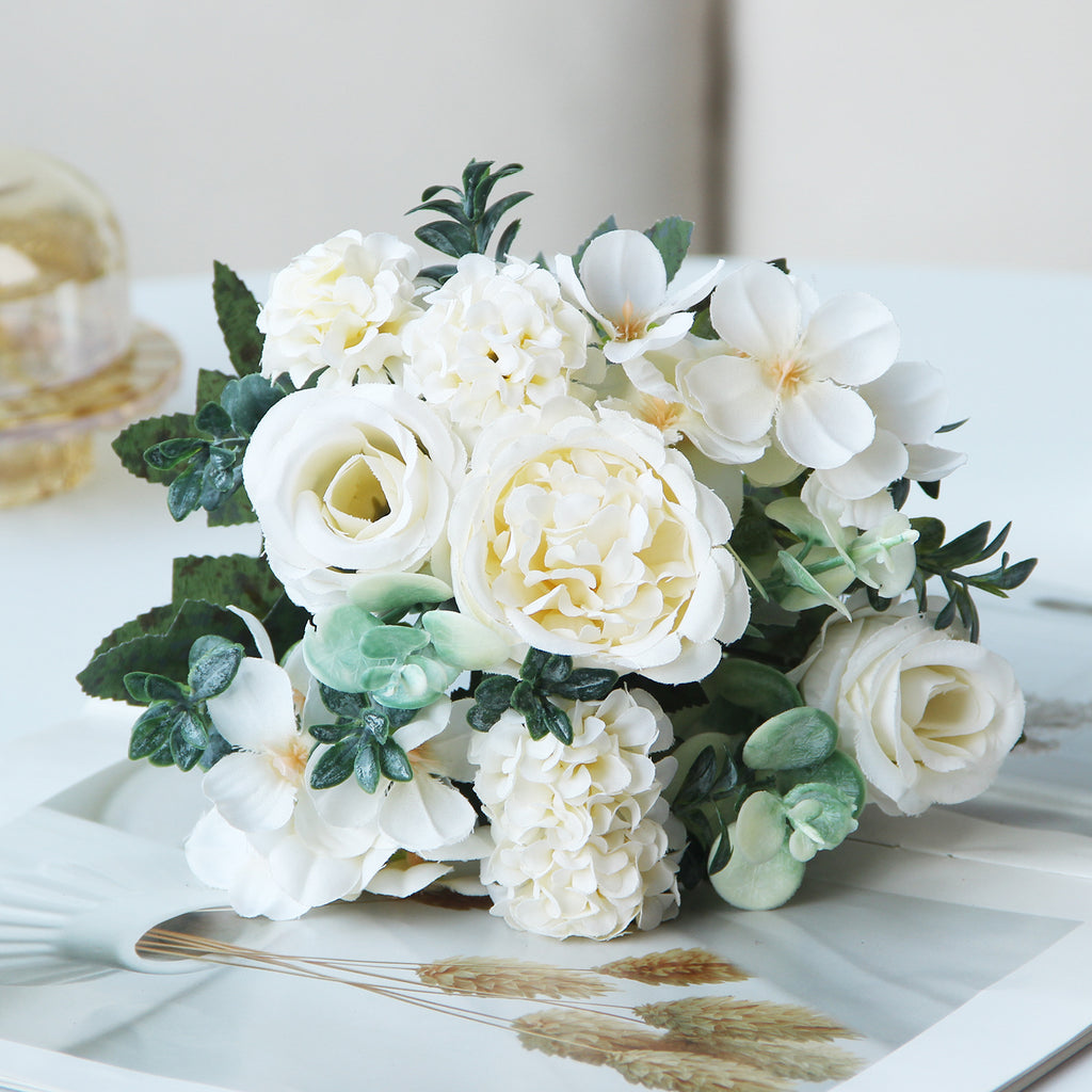 Valentine Faux Rose Hydrangea Peony Bouquet Home Decor