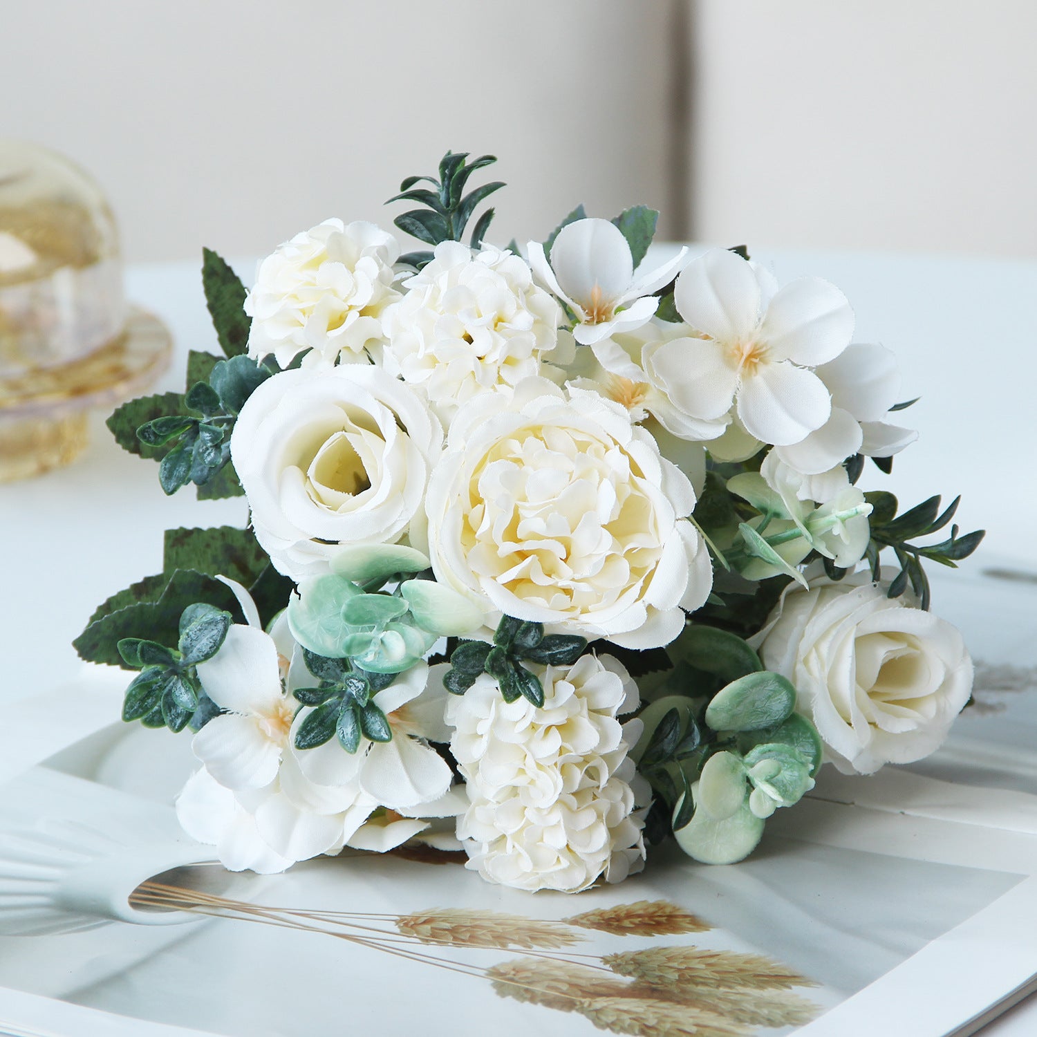 Valentine Faux Rose Hydrangea Peony Bouquet Home Decor