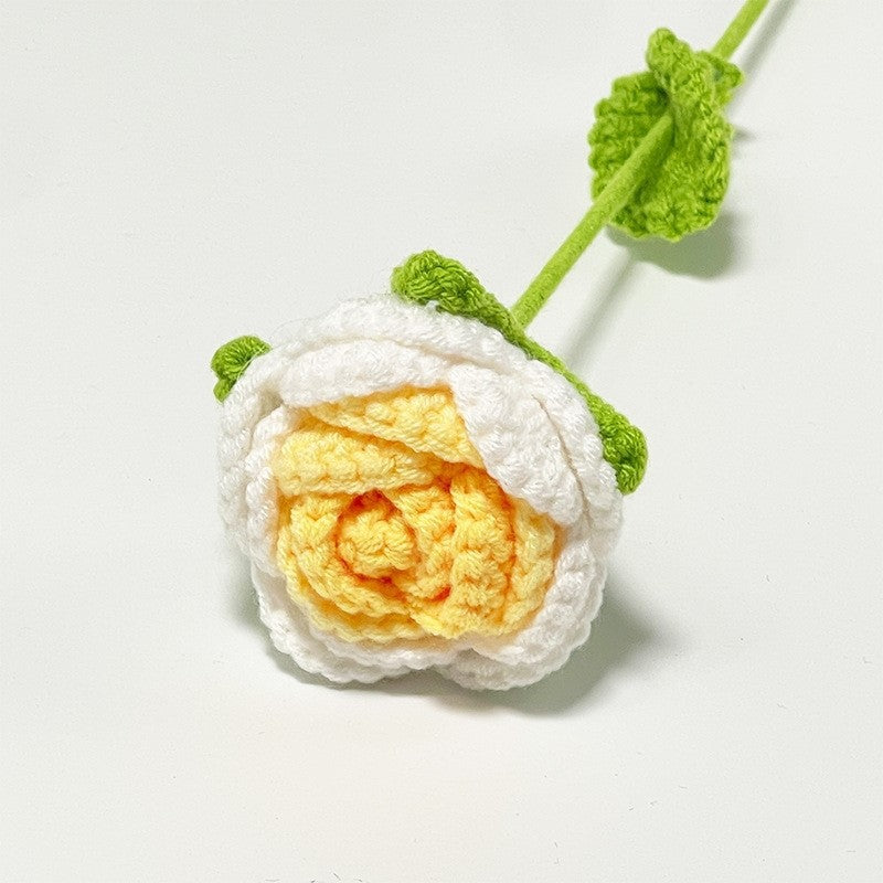 Valentine Crochet Rose Artificial Flower for Romantic Decor